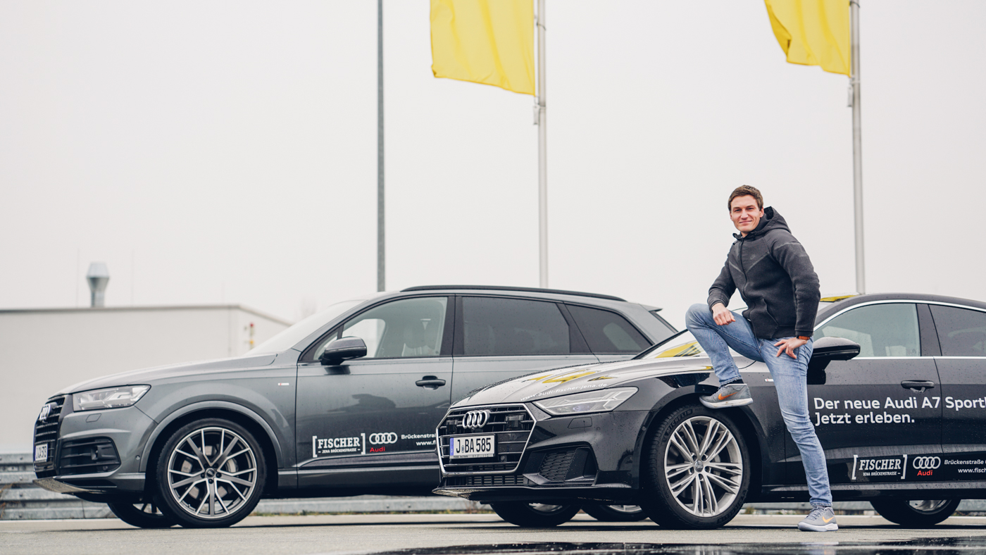 Thomas Röhler beim Fahrsicherheisttarining Nohra im neuen Audi A7 2018 Test